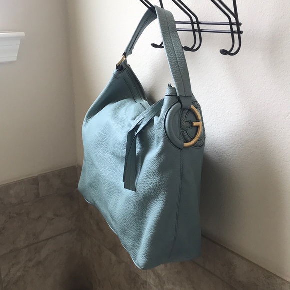 light blue hobo bag